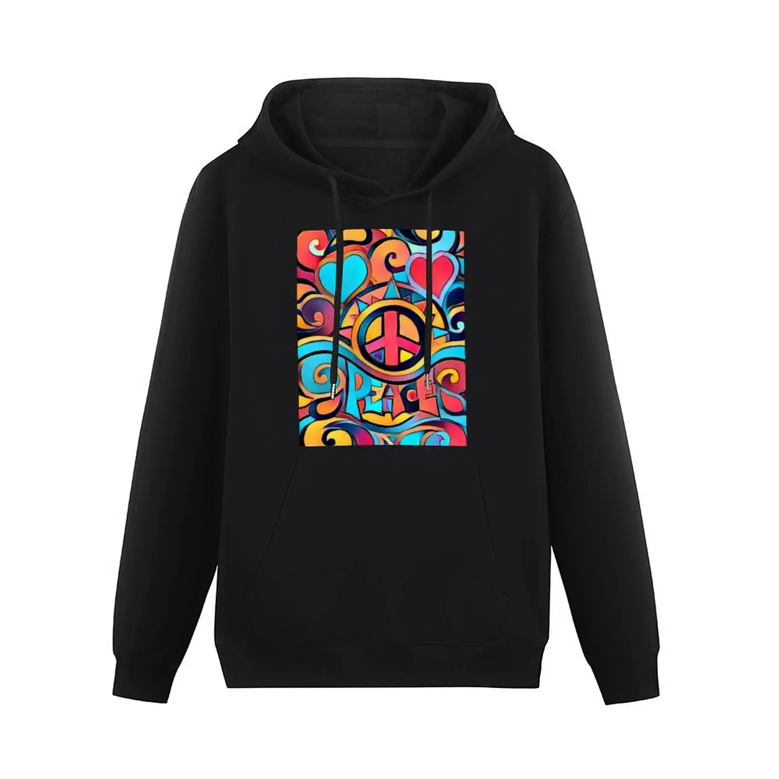 Peace and Love Colorful Retro Art Pullover Hoodie autumn jacket men aesthetic clothing big size hoodie