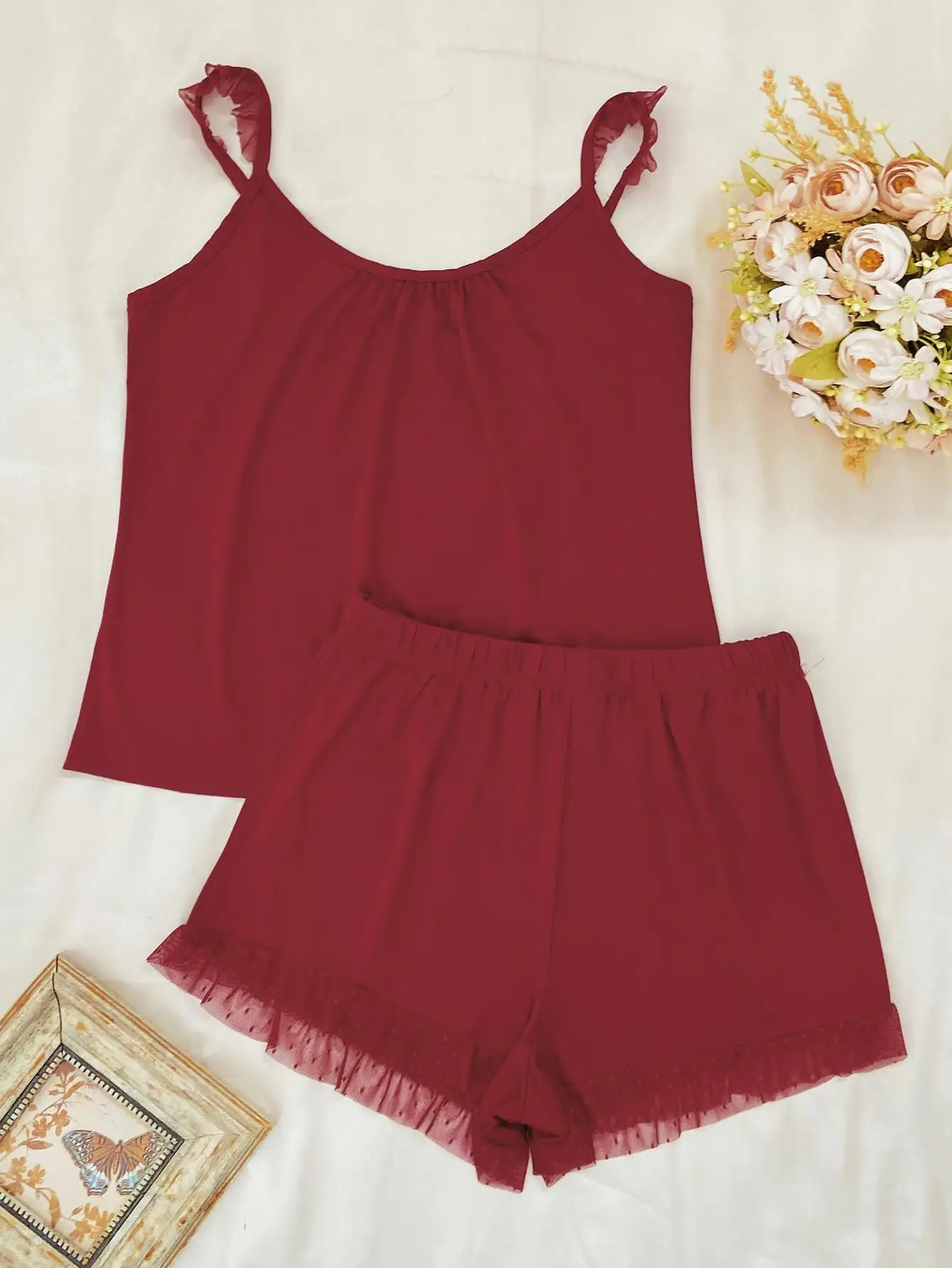 

Women's home clothes sexy suspenders lace shorts two-piece pajamas women's summer