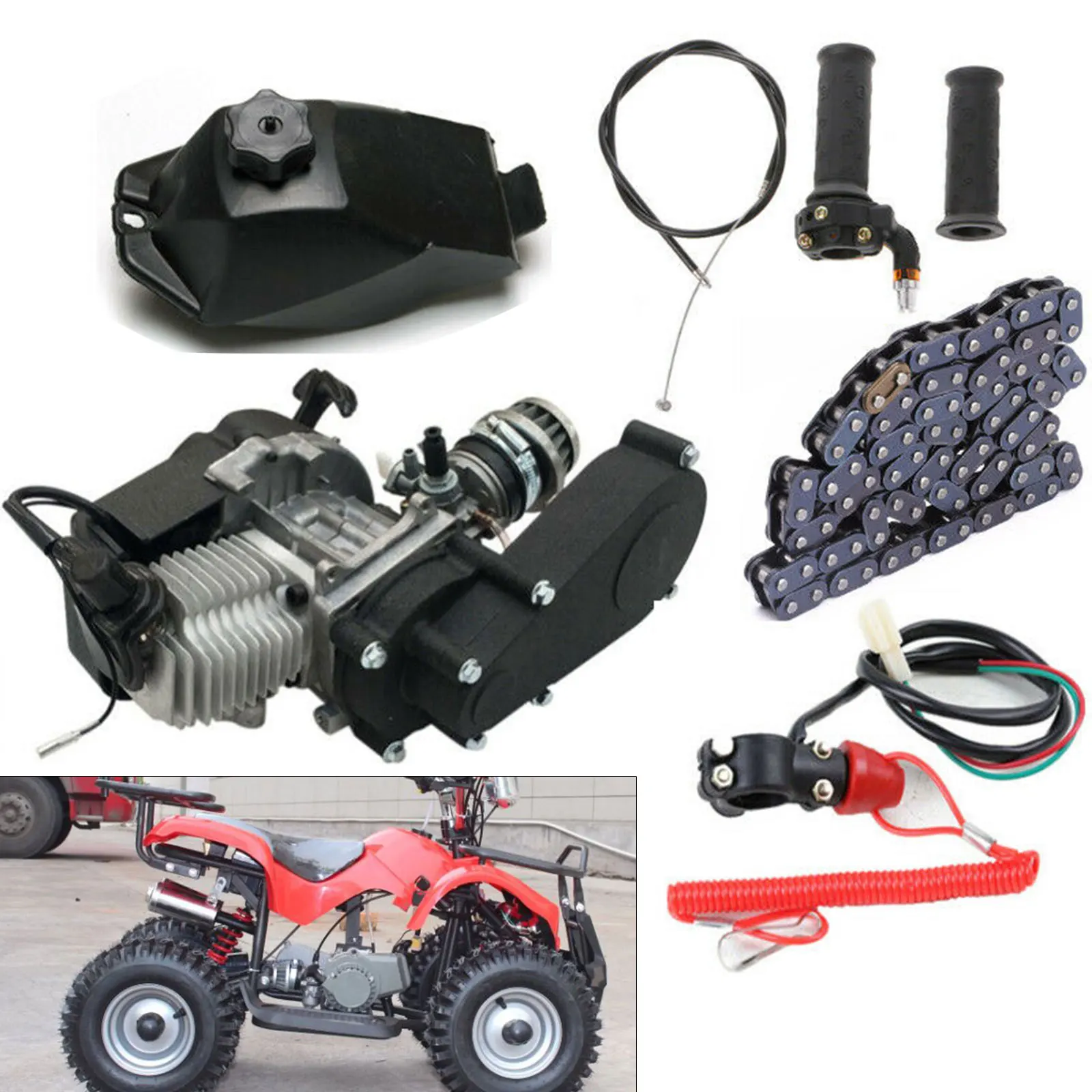 2 Stroke 49CC Engine Motor Kit Pull Start For Pocket Mini Quad Bike Scooter ATV