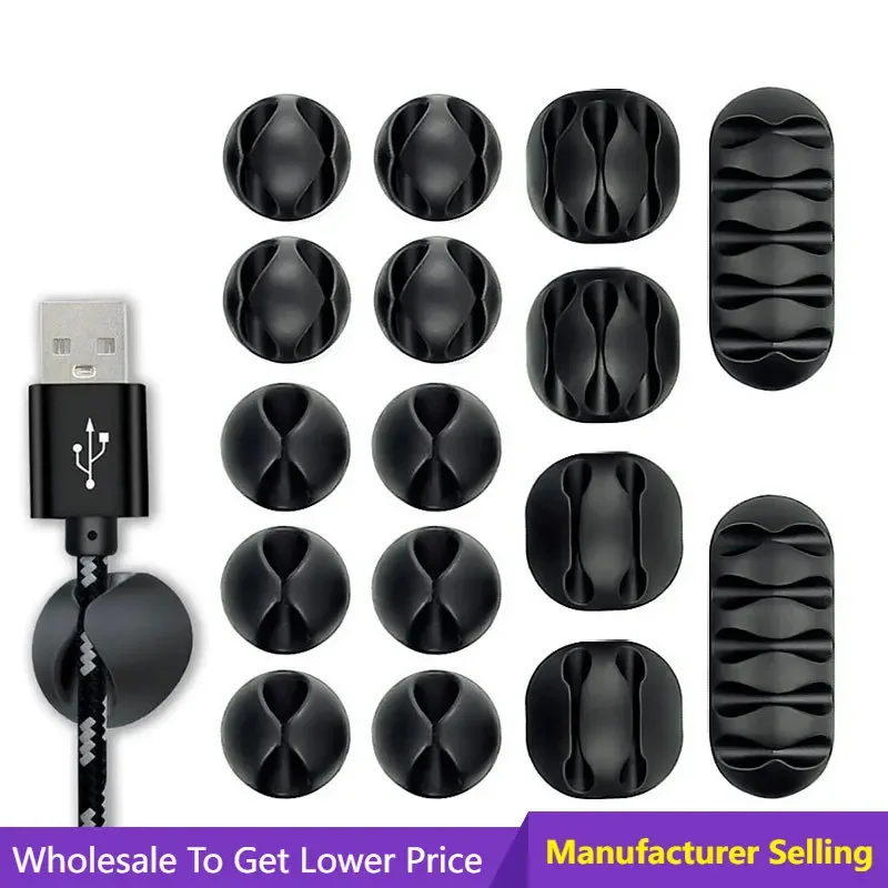 

USB Cable Organizer Silicone Mouse Headphone Wire Organizer Desktop Winder Management Clips Cable Holder Cable Winder
