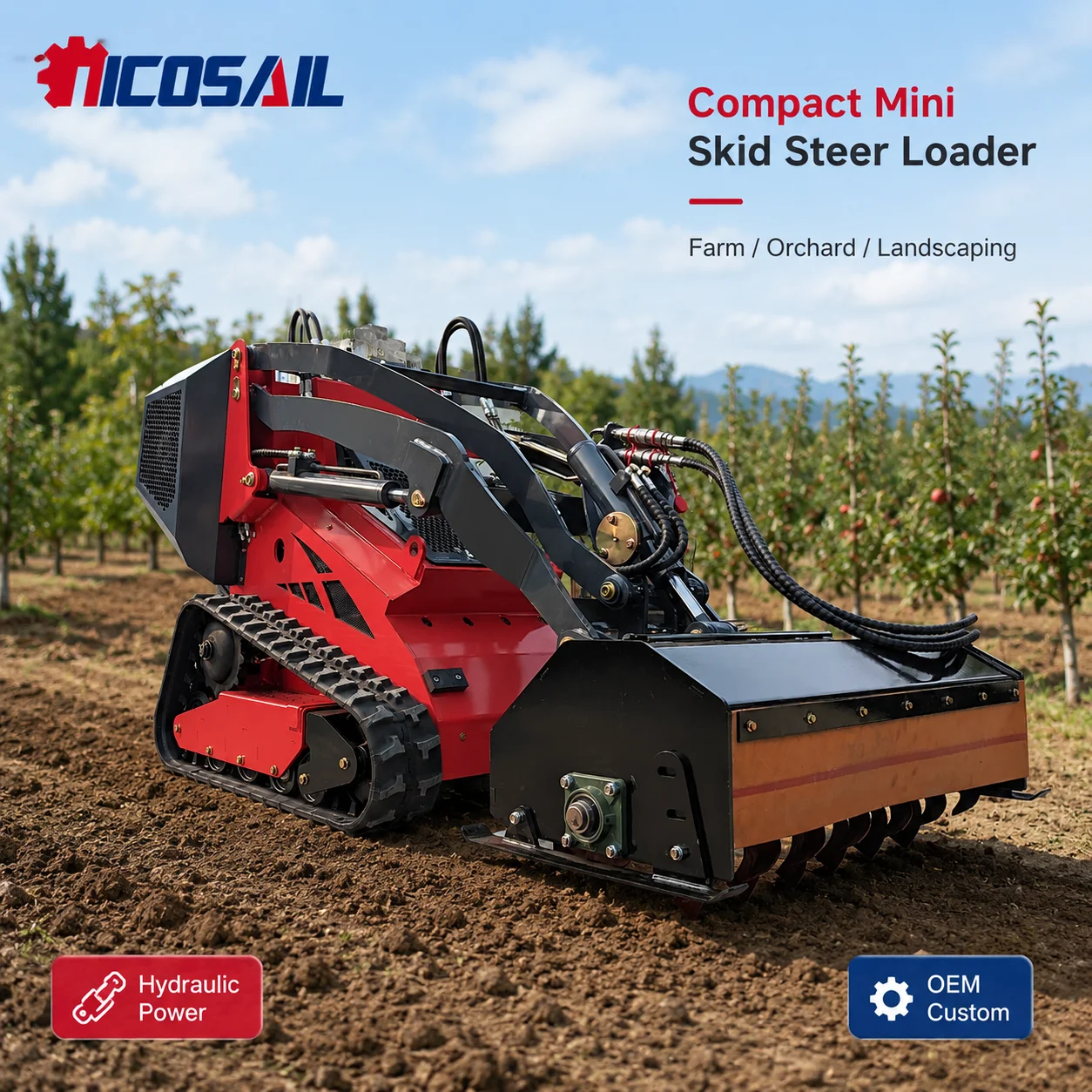 OEM Custom Compact Mini Skid Steer Loader CE EPA Hydraulic Equipment for Construction Landscaping and Material Handling