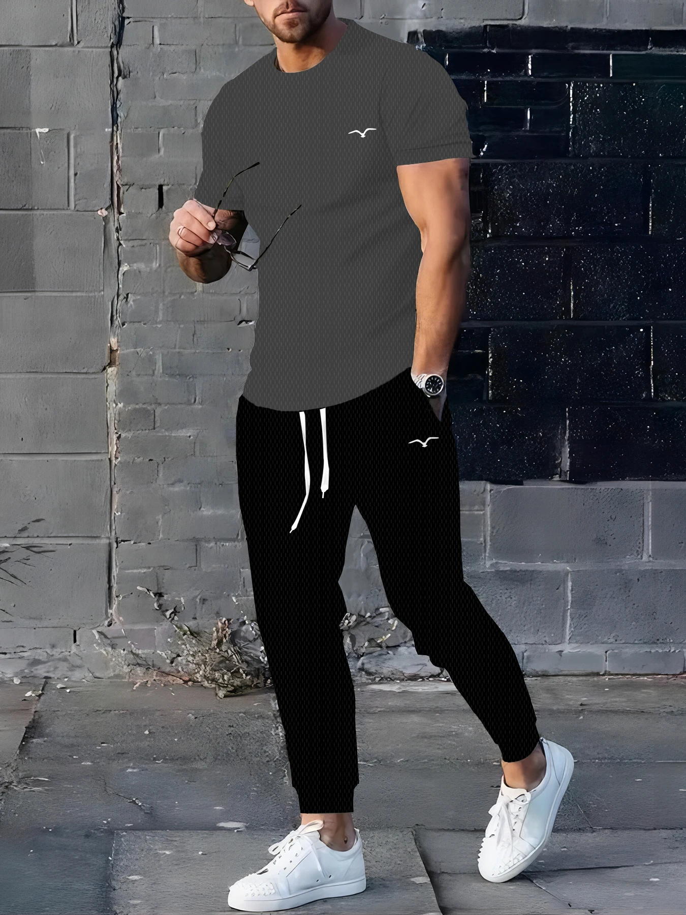 

The new men's set for summer features checkered print quick-drying breathable and sporty casual wear