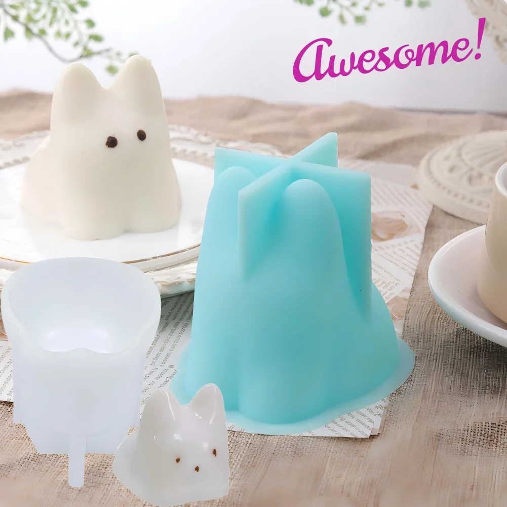

2 COLOR Cat Milk Pudding Silicone Mold Halloween Jelly Bowl Cake Cute Cake White Cold Ice Powder Mold Cake Decoration Accessory