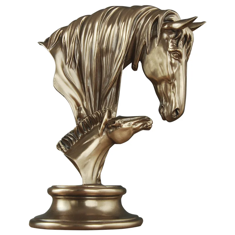 

MOTHER AND CHILD HORSE HEAD STATUE BRONZE HORSE ART SCULPTURE ANIMAL FIGURINE RESIN CRAFTS HOME DECORATIONS OPENING GIFT R1393