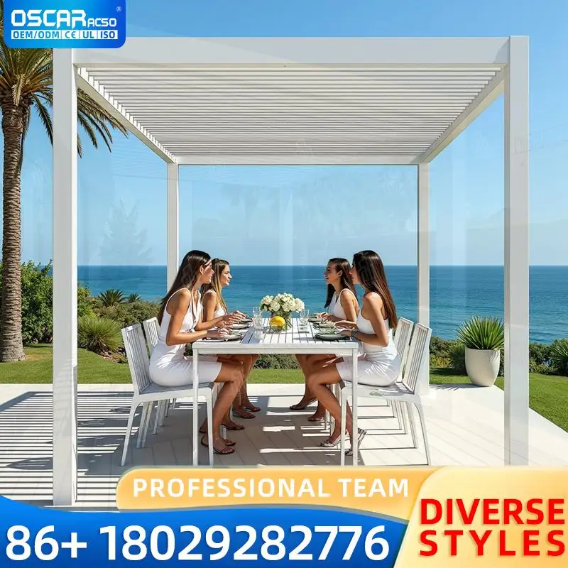 

3x3 3x4 5x4 4x6 Waterproof Motorized Outdoor Retractable Aluminium Sunshade Gazebo Pergola for Garden Poolside Patio pergola