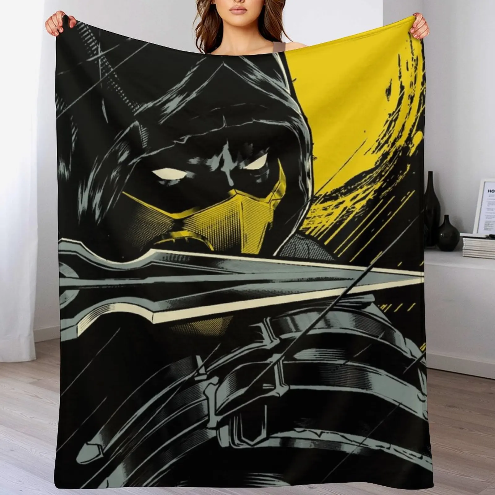 

Mortal Kombat Scorpion Serious Ninja Throw Blanket Furry Comforter Giant Sofa Bed Fashionable Blankets