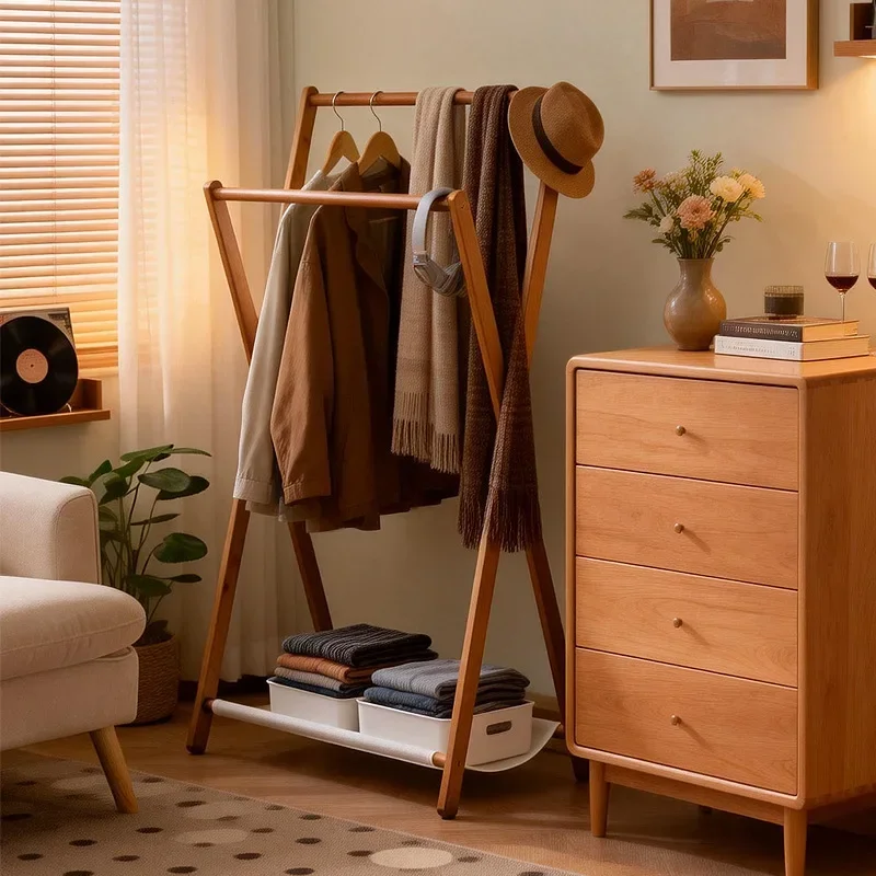 Hanging hanger bedroom floor does not take up space coat rack bedside bedside clothes storage artifact