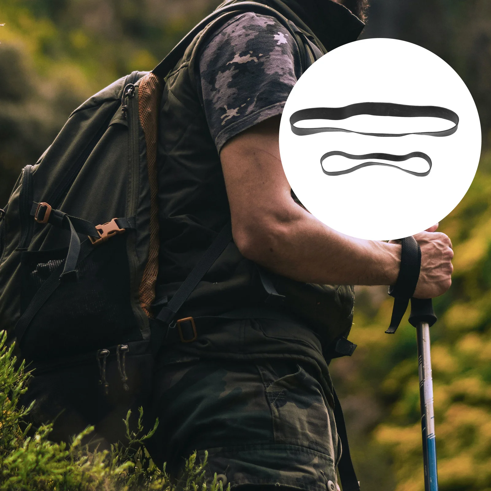 1 conjunto de faixas de borracha resistentes, pretas, grossas, largas, elásticas, acampamento ao ar livre, caminhadas, sobrevivência, fixação de ligação multifuncional