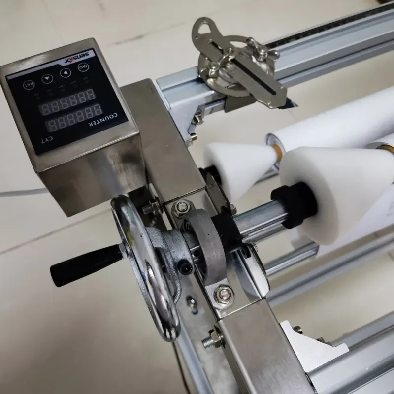 GookiiTech Manual Aluminium Foil Rewinding Machine Wire Spool Slitting Rewinding Machine Meter Counter Motor Carton Packaging