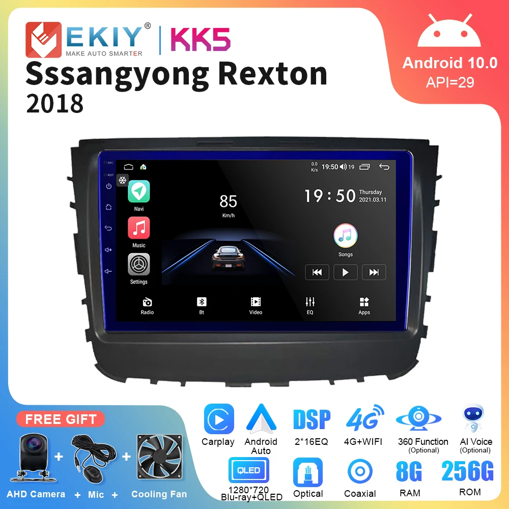 EKIY KK5 Car Stereo For Ssangyong Rexton Musso 2018-2019 Android Auto Carplay Stereo 2Din DVD No DVD GPS Multimedia Navigation