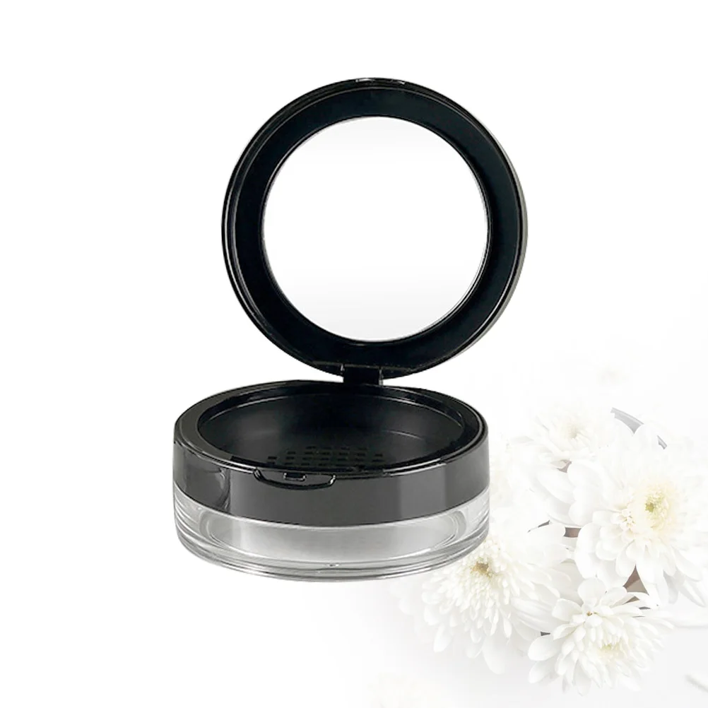

10G Portable Case Empty Powder Box For Loose Makeup Storage Container With Mirror Black Durable Pp Double Layer Mesh