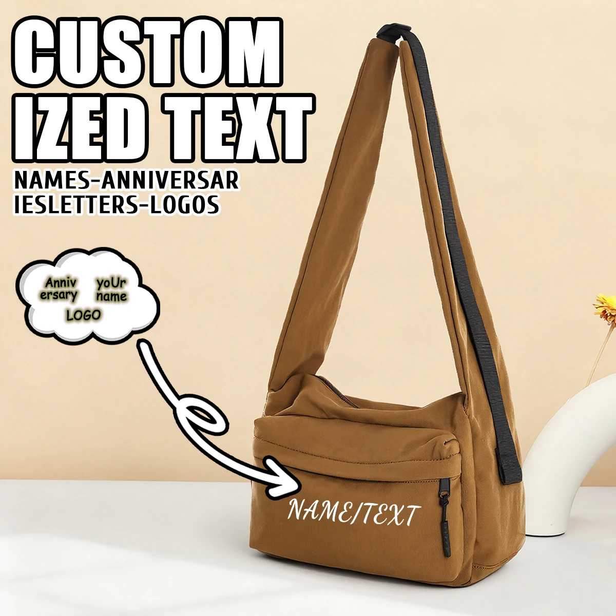 

Customized Logo Crossbody Bag for Male Students, Canvas Shoulder Bag, Chest Bag, Waist Bag, Phone Bag, Personalized DIY