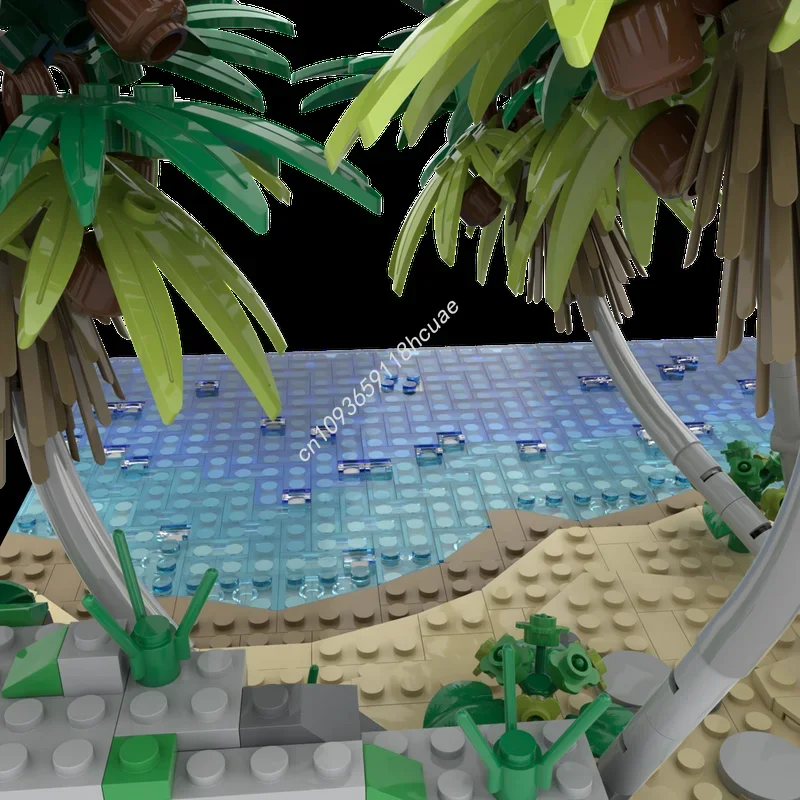 1066pcs MOC Caribbean Tropical Beach Iconsed Model Building Blocks DIY Toy Creative Christmas Gift Idea Education Brick Kids view 4