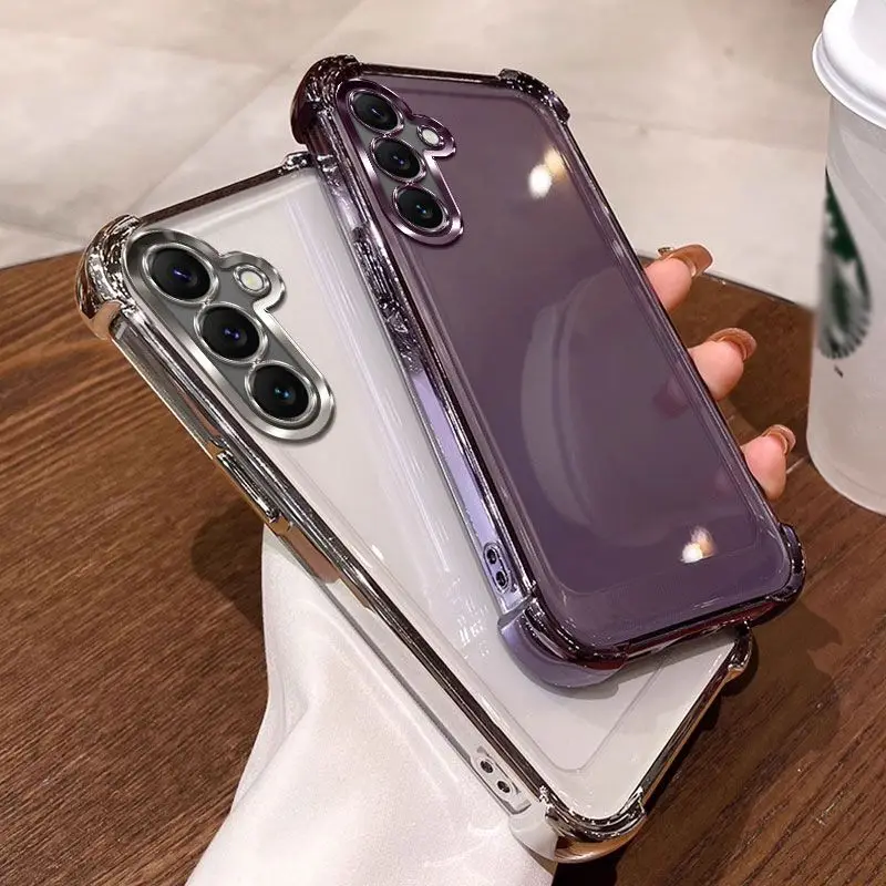 For Samsung S26FE Case Luxury Electroplated Transparent Silicone Skin-Friendly TPU Cover For Samsung S26 FE Shockproof  Funda