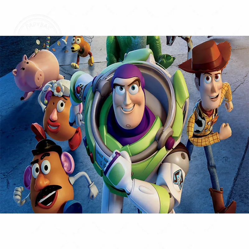 New Custom Buzz Lightyear Toy Story Theme Birthday Party Backdrop Kids Birthday Decoration Baby Shower Celebration Photo Props