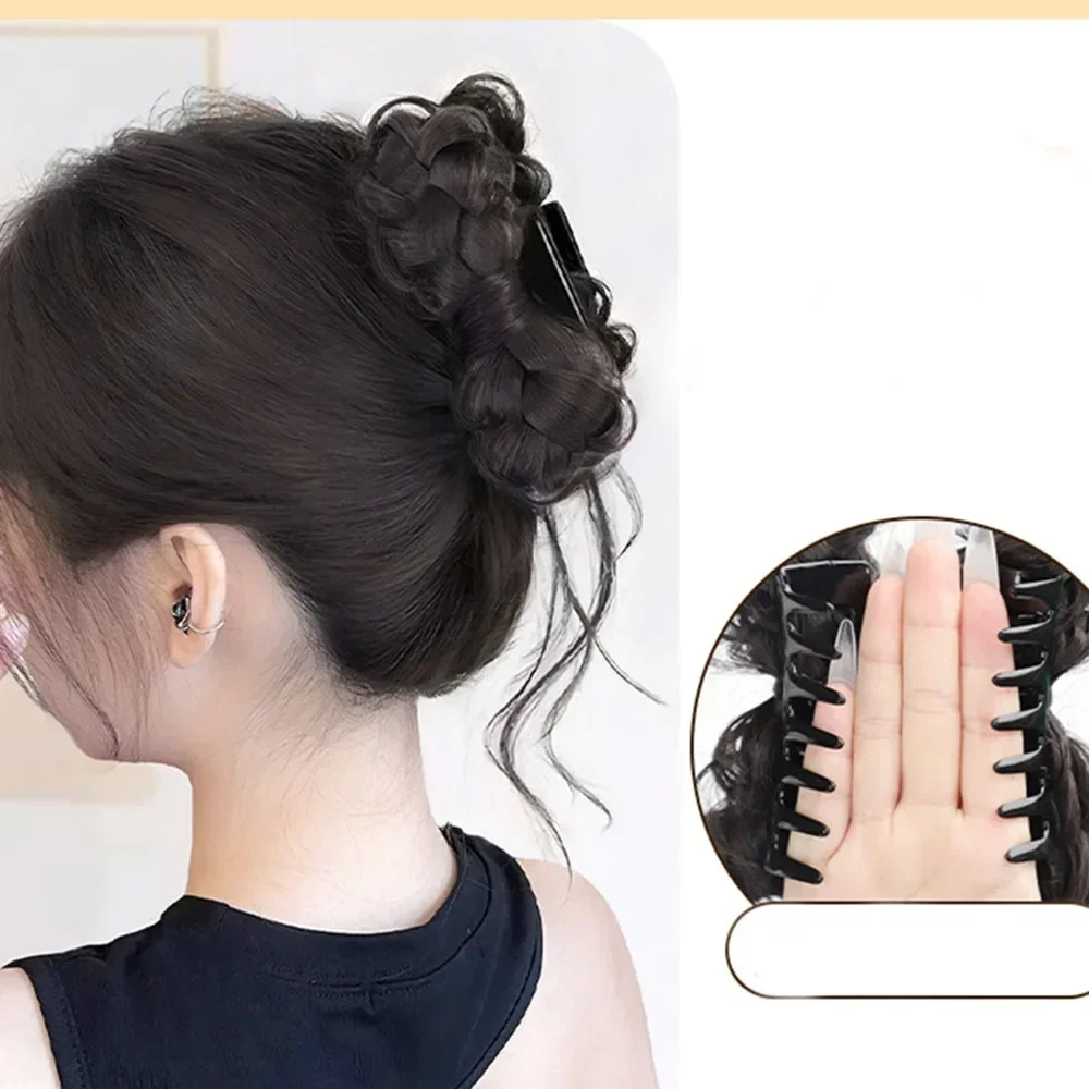 Peluca sintética con Clip para mujer, postizo de simulación Natural con lazo, barba de dragón, cola de caballo Retro, extensión de cabello suave