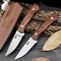MKC Bushcraft Hunting Knife - Sharp 8Cr13Mov Blade Natural Rosewood Handle Tactical Survival Gear for Skinning Gutting Camping