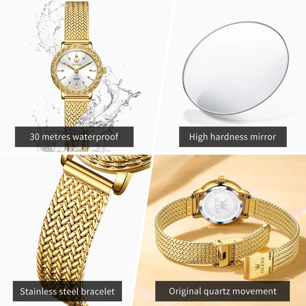 OLEVS 5643 Woman Watch Top Brand Original Thin Case Quartz Watch For Women High Hardness Mirror 30M Waterproof Ladies Wristwatch