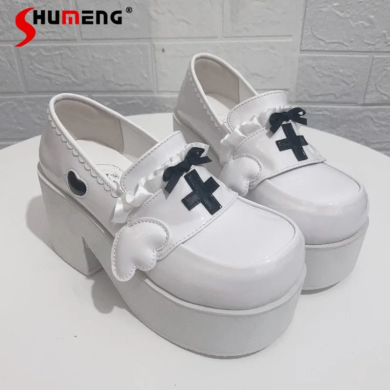 

Japanese Lolita Original Y2k Thick-Soled Shoes Pharmacy Medical Subculture Deep Mouth Round-Toe Platform Shoes For Ladies Girls