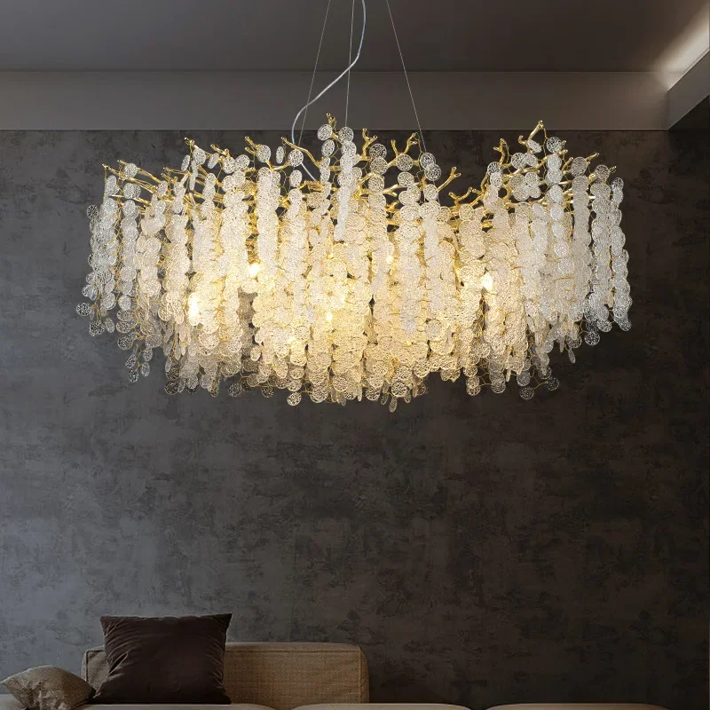 Modern Branch G9 LED Pendant Light Crystals Large Size Sliver Long Cable Hanging Lamp for Villa Bar Cloth Shop Fixture Creative