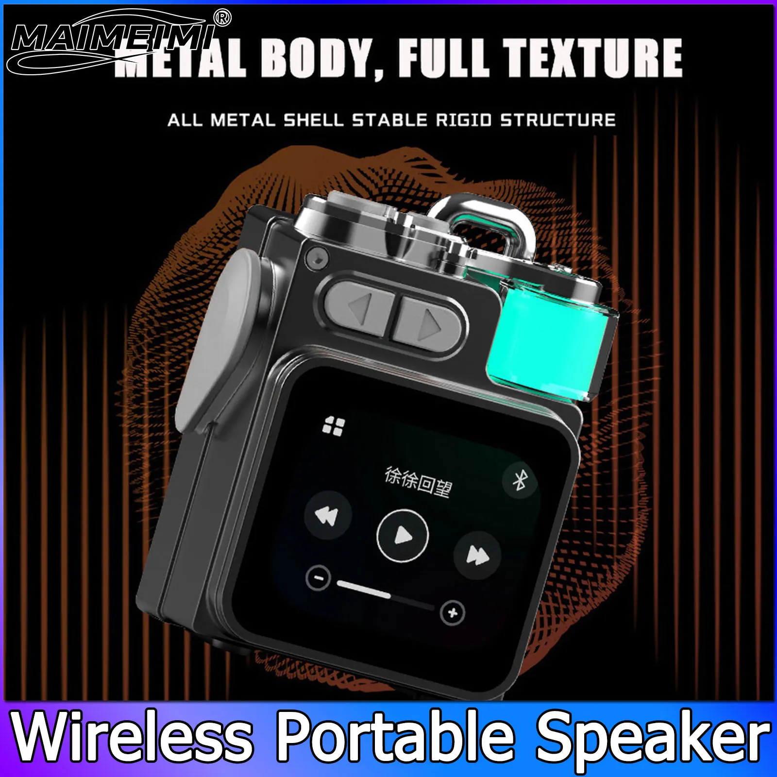  Bluetooth-compatible Speaker LED Display Screen Wireless Metal Mechanical Speaker With RGB Subwoofer Support Calendar Clock
