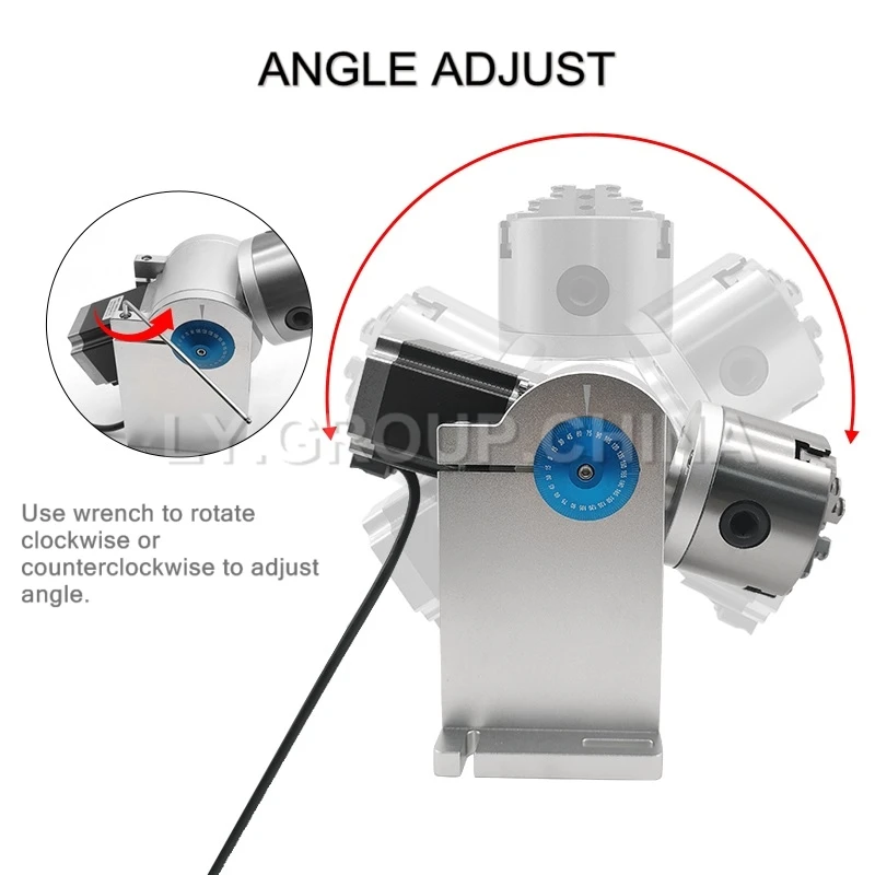 LY D80 D100 3 Claws Rotary Axis Diameter 80mm 100mm Max For Fiber Laser Carving Engraving Marking Machine Use Short