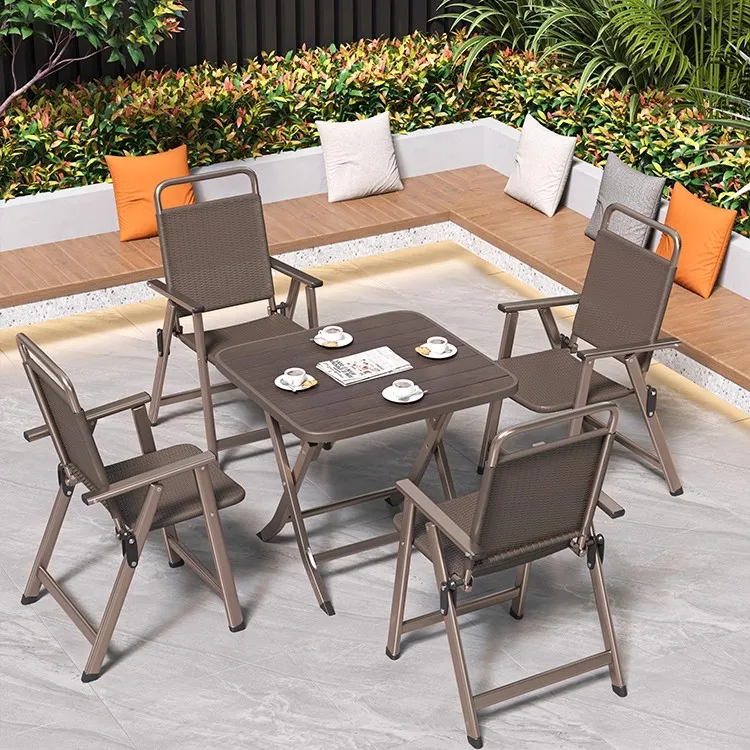 Portable Outdoor Folding Table Chair Kit Backrest For Balcony Courtyard Night Market Stall Home Gym-Versatile For Living Room