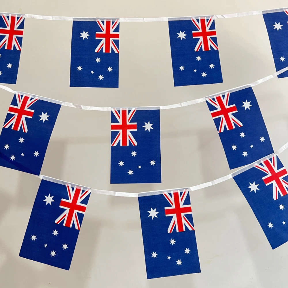 Australia Flag   20 Pcs 14X21CM Australian National Flags Hang On 5 Meters String Size  Hanging Bunting Banner