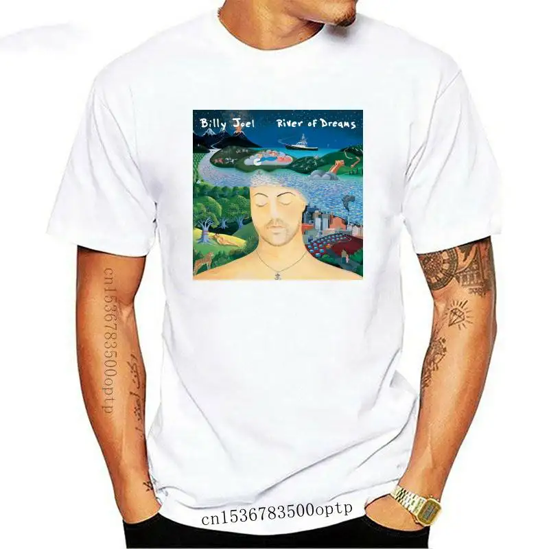 Billy Joel River Of Dreams Album Cover Mens White T-Shirt Summer Short Sleeves Cotton T-Shirt Fashion