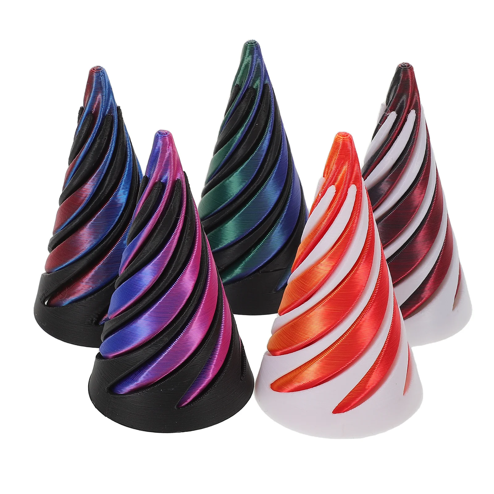 

5pcs 3D Printed Fidget Spiral Cone Impossible Pyramid Passthrough Puzzle Sensory Stress Relief Game Desktop Decoration For Kids