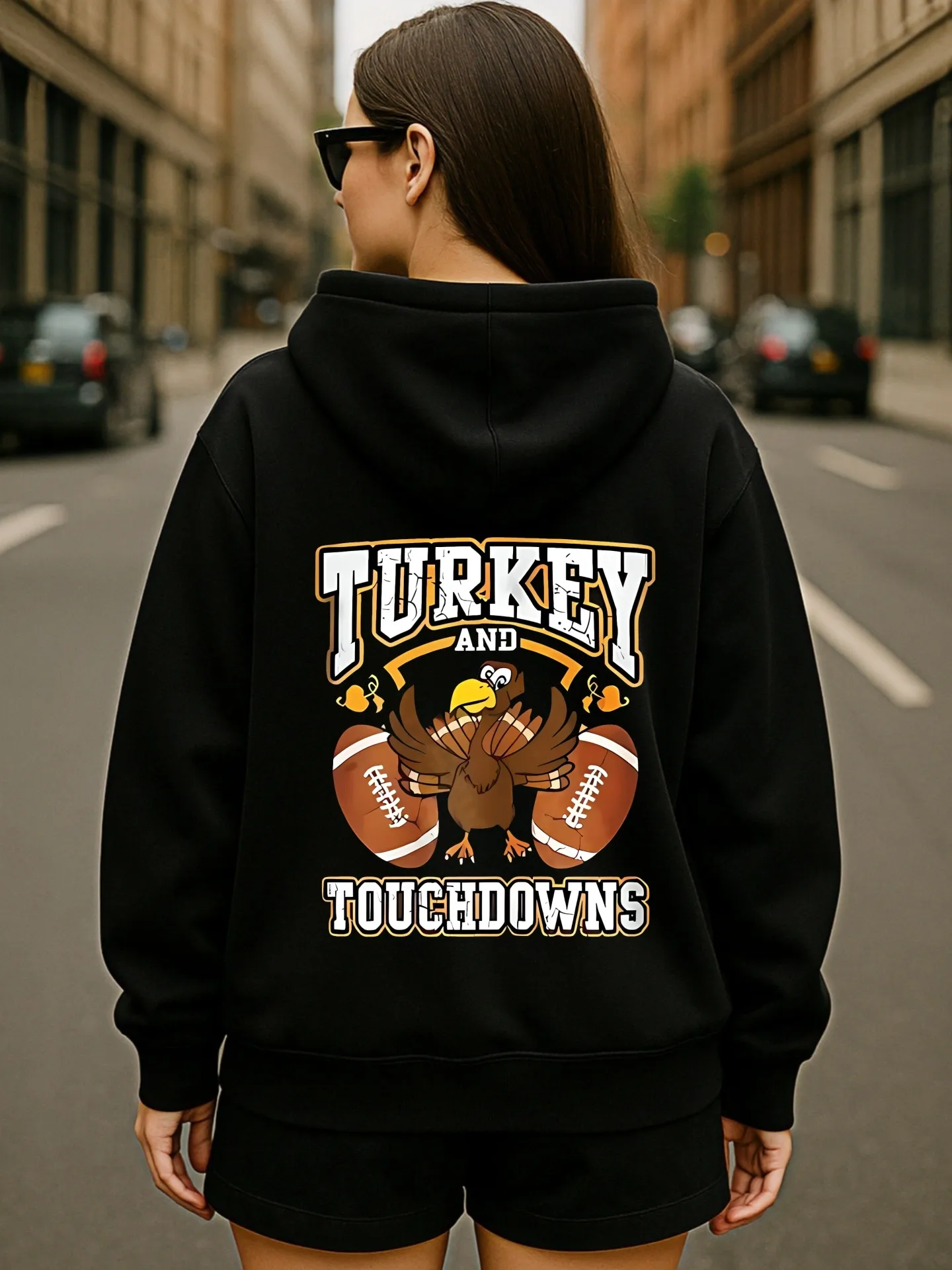 Sudadera con capucha gráfica, estampado de corazones y estampado de letras, estética informal, forro polar, uso diario informal, para hombres