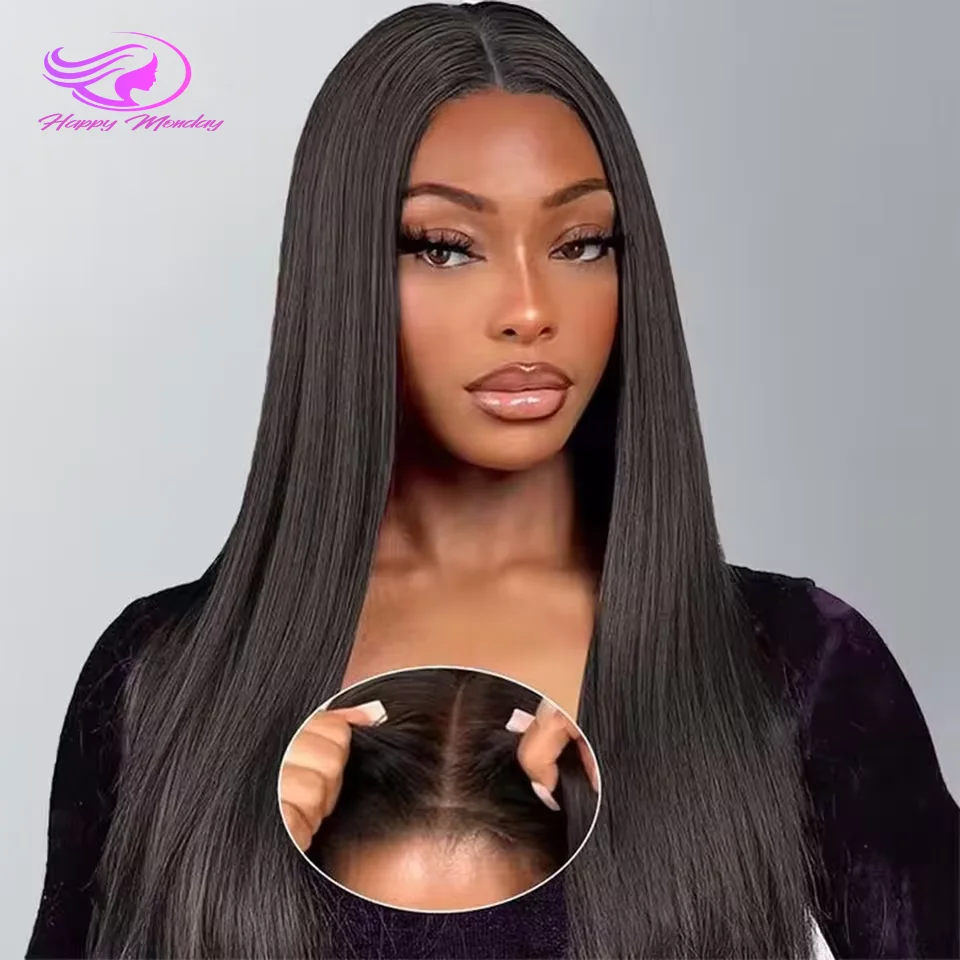 

Pre Cut No Glue 13x4 Straight Glueless Wig 100% Human Hair Ready To Wear Brazilian HD Lace Frontal Wigs For Women Preplucked