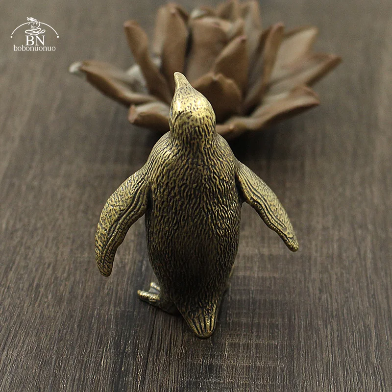 Solid Brass Heavy Antarctic Penguin Figurines Miniatures Office Desk Ornament Tea Pets Paperweight Vintage Animal Statue Crafts