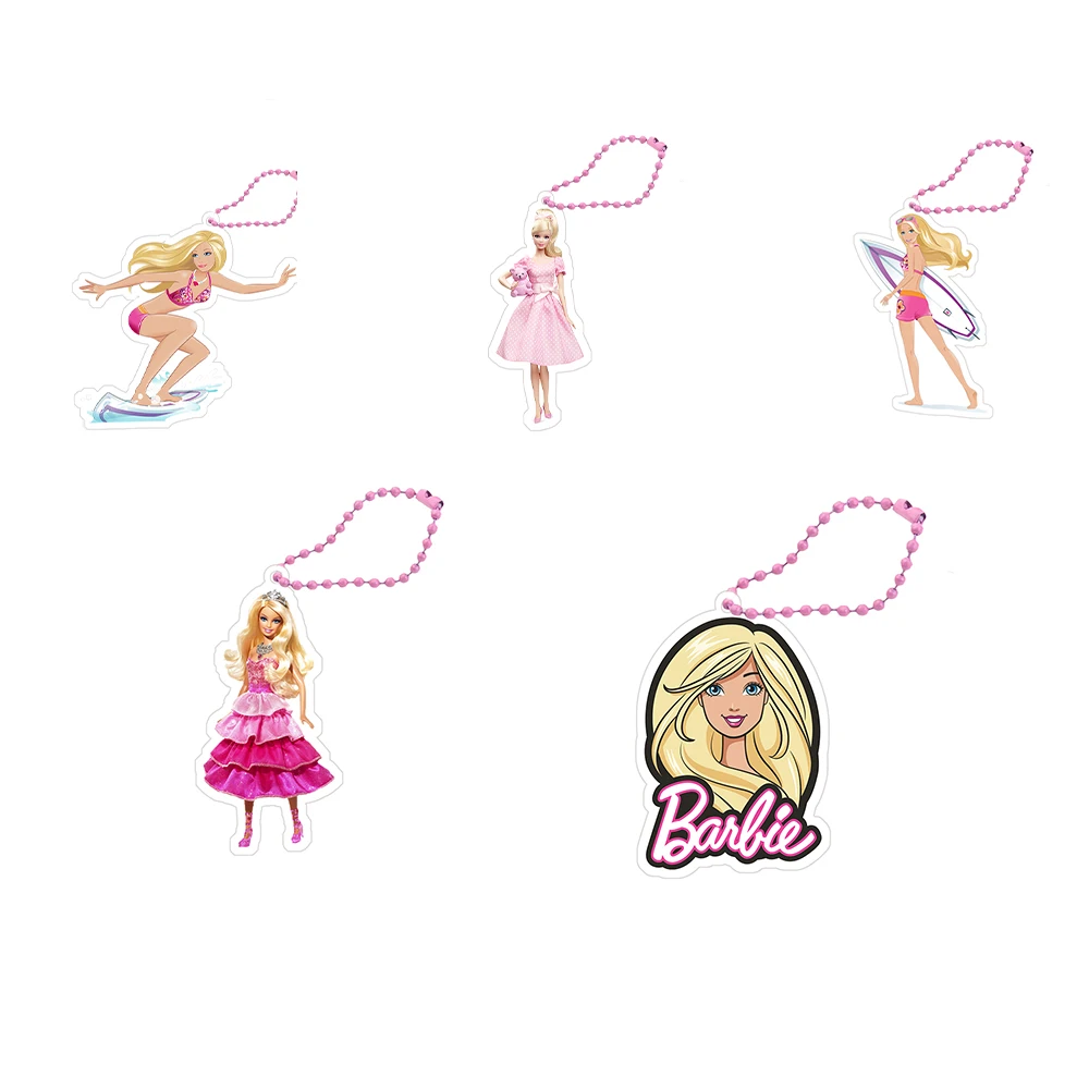 Kawaii Anime Barbies Acrylic Key Chain Girl Mini Bag Pendant Cartoon Mobile Phone Accessories Student Schoolbag Pendant Toy Gift