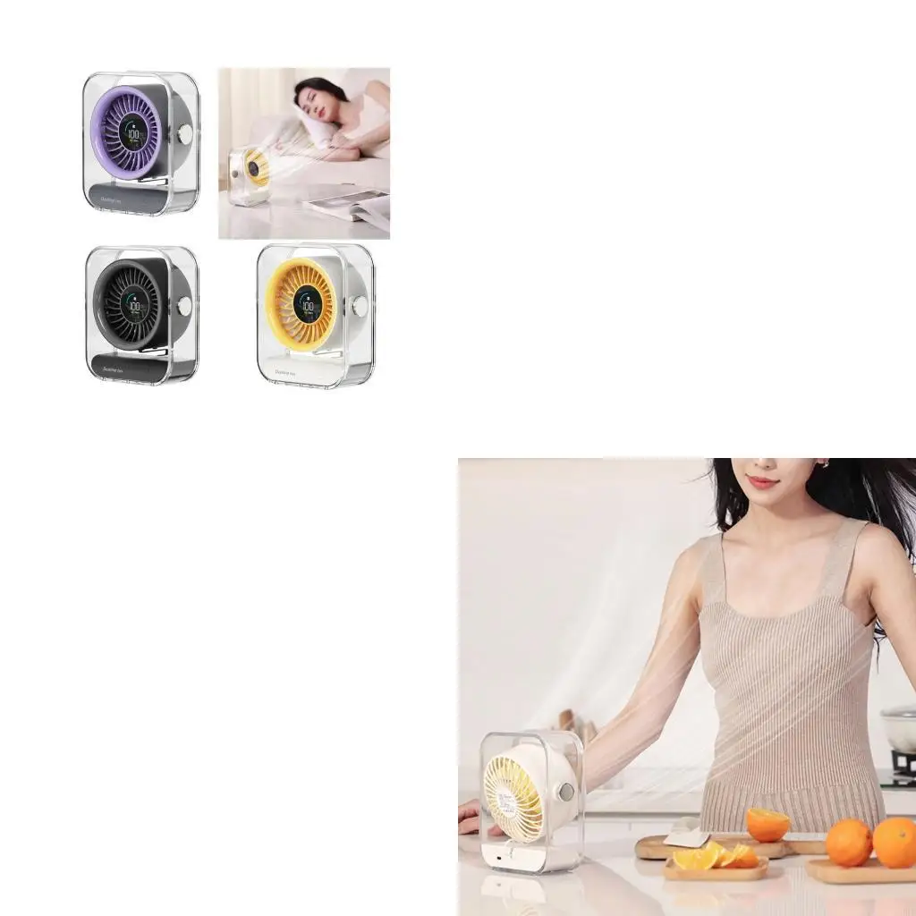 Wall Mountable Digital Display Fan ABS Texture for Travel Office and Indoor Use