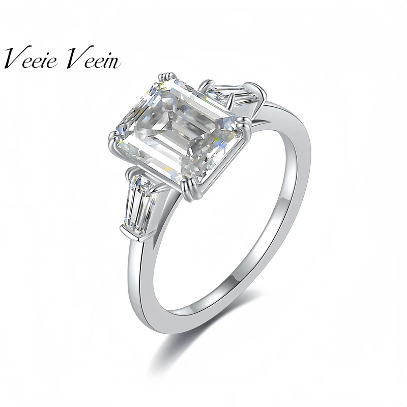

Veeie Veein Luxury Brand Moissanite 4-Carat Ring GRA Certificate S925 Sterling Silver Light Luxury Women Ring Jewelry