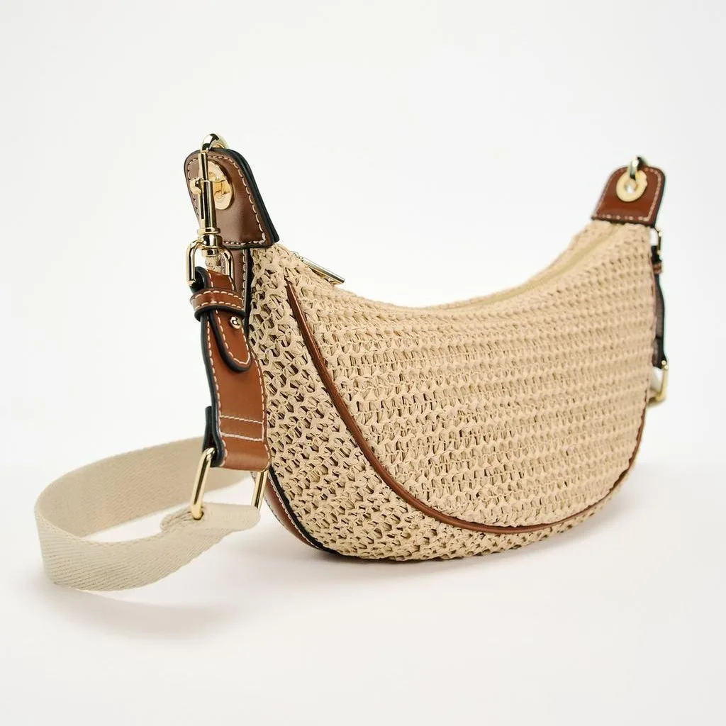 Woven Hobo Bag for Women, Soft Slouchy Underarm Purse, Boho Crossbody & Shoulder Bag, Summer Tote