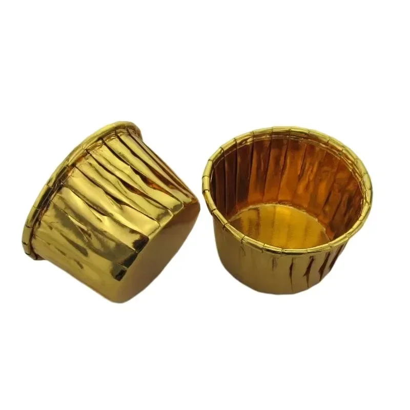 Birthday Party Baking Cake Tools Solid Color Pink Gold Silver Aluminum Paper Muffin Cups
