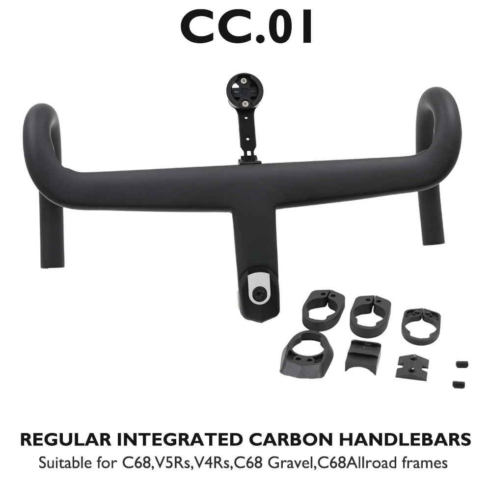CC.01 koolstofvezel geïntegreerd wegstuur voor C68/V5Rs/V4Rs/C68 Gravel/C68 Allroad-serie, 370-430 mm met computerbevestiging