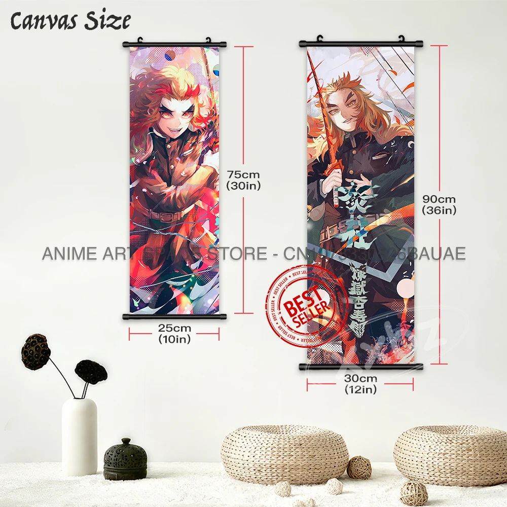 Dämon Slayer Hängende Malerei Anime Poster Wand Kunst Geschenk Kamado Tanjirou Leinwand Scroll Bild Drucken Home Decor Kawaii Kinderzimmer