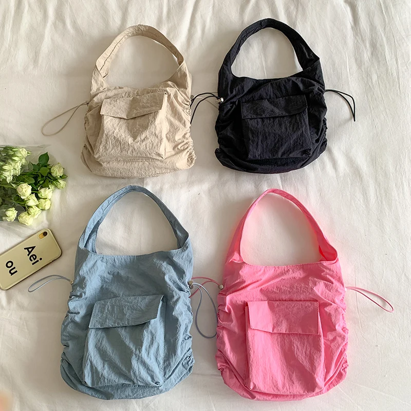 Korean Version Hand Large Capacity Women'S Fashionable Women'S Casual Folding Nylon Waterproof Armpit Bag Shoulder Bag