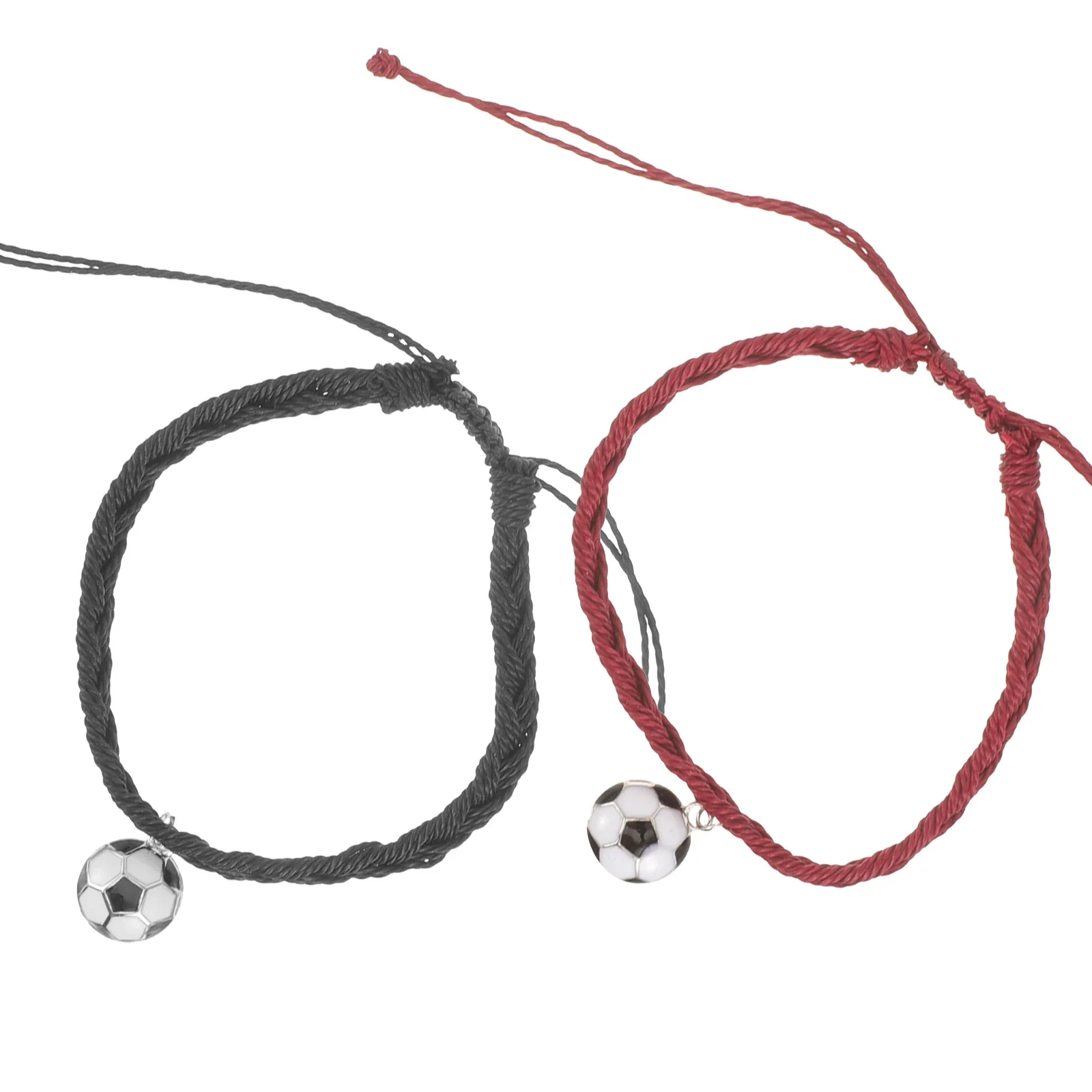 

2Pcs Couple Soccer Bracelet Bohemian Design Braided Adjustable Durable Sports Wristband Soccer Player Gift Sports Bracelet