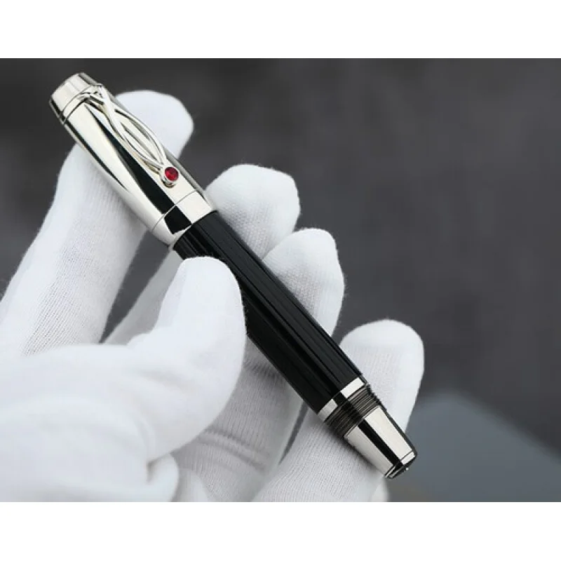 A + MAJOHN X1 stylo plume rétractable pointe Extra Fine stylo court en résine noir/blanc