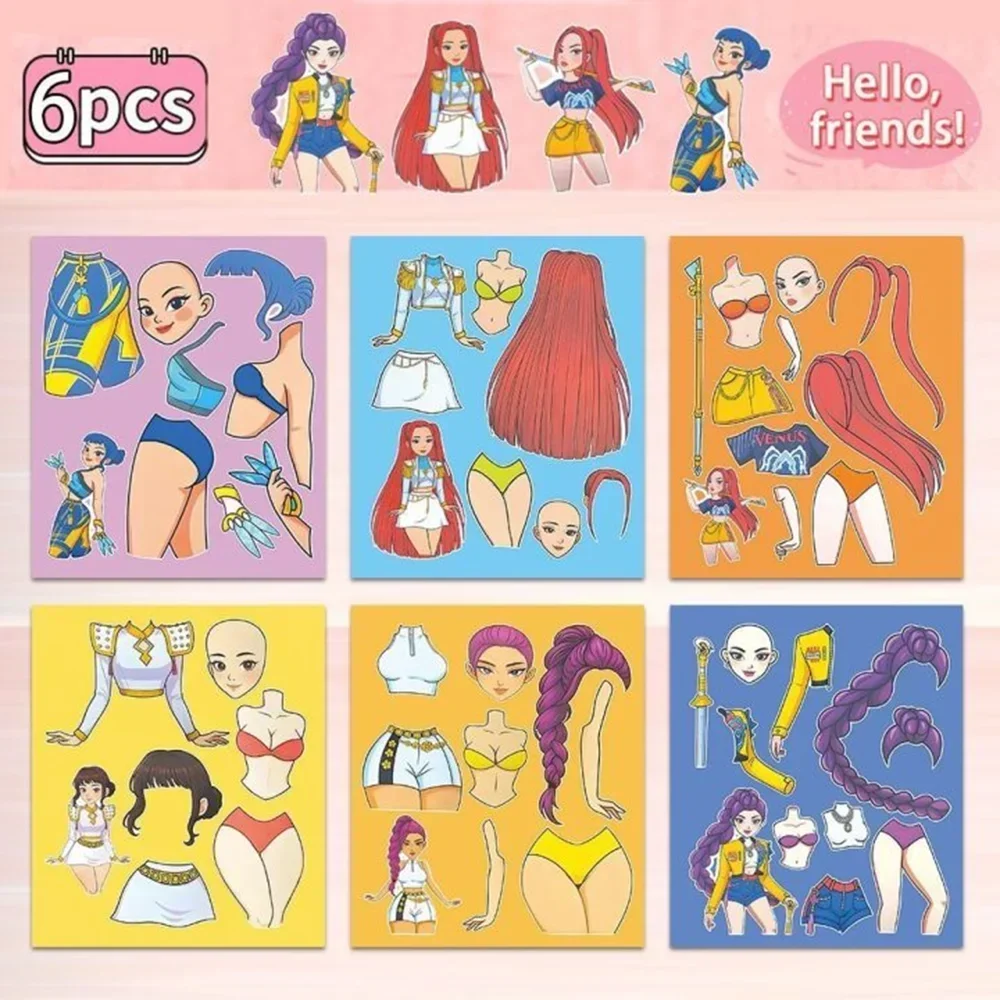 a 6/18Sheets Funny Kpop Demon Hunters Cartoon Puzzle Sticker DIY Phone Laptop Luggage Graffiti Decals Fun for Kid Gift S S/@