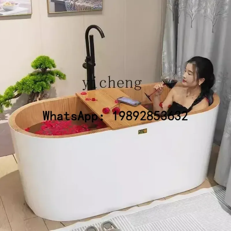 

X5 Отдельностоящая деревянная ванна-ведро, маленькая бытовая овальная ванна