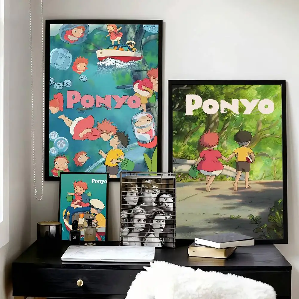 P-Ponyo On Cliff By The Sea Classic Vintage    Poster and Prints Wall Art Pictures for Modern Bedroom Game Room Home Decor