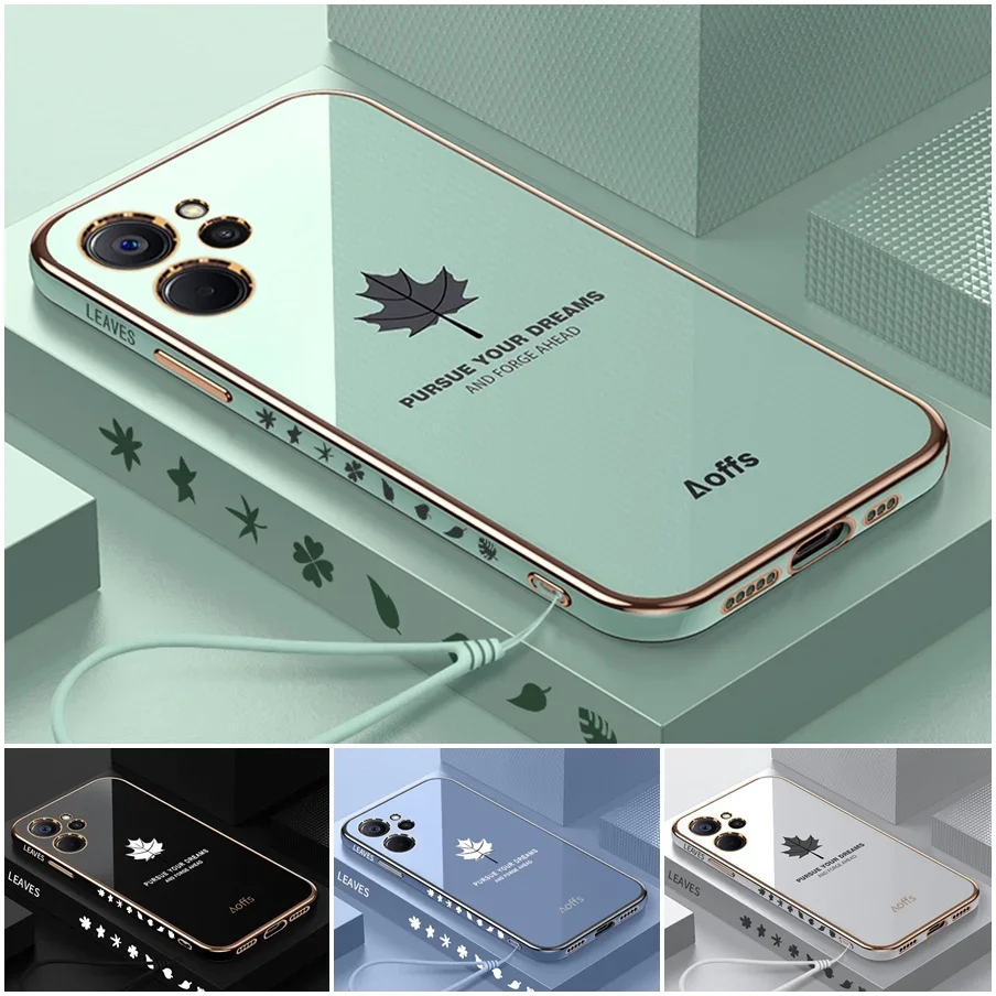 

Maple Leaf Plating Phone case for Realme 10 Pro + 9i 9 Pro 8 7 6 Realme C30 C33 C35 C31 C25y GT Neo 3T 3 2 soft Camera protect