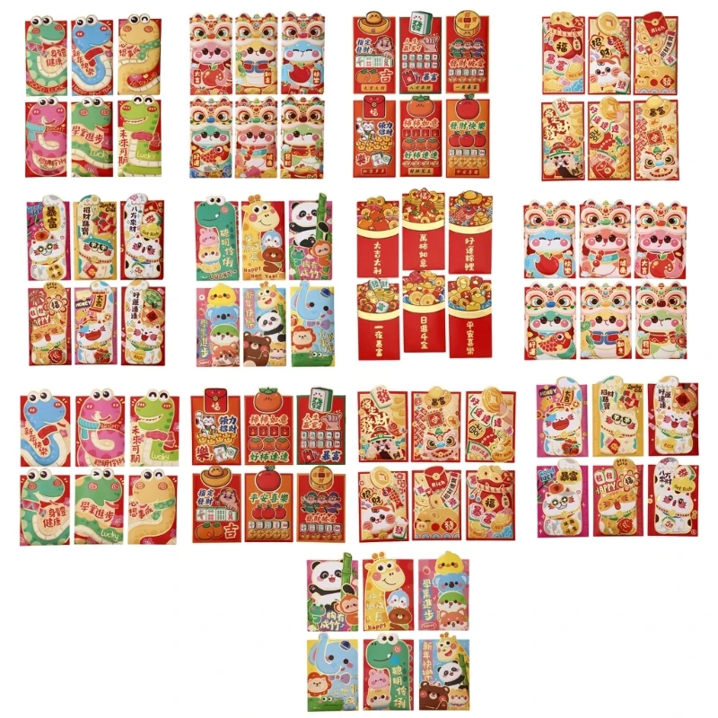 6pcs Durable Quality Packets with Golden Snake for Lunar New Year Festivities
