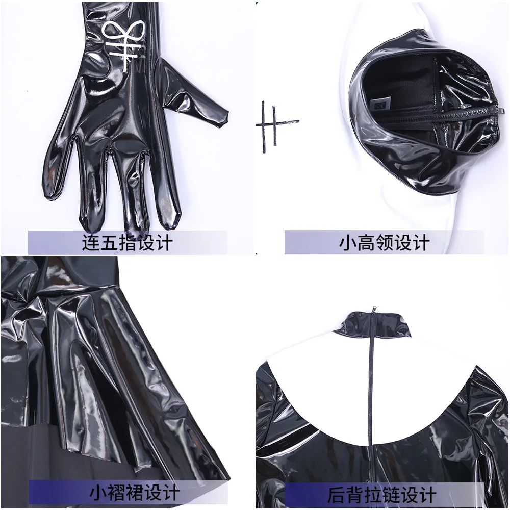Muslim Nun Suit Two Piece Women Lady Stage Show Latex Ammonium Long-sleeved Tight Stretchy Suit