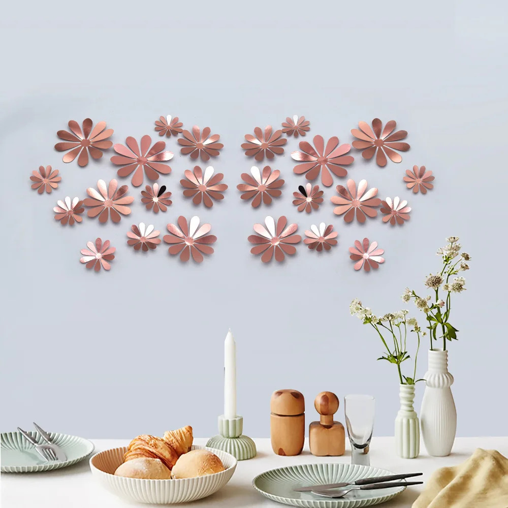 12Pcs/set 3D Sunflower Wall Stickers Flowers Wall Stickers DIY Art Wall Decals for Home Bathroom Wedding Living Room Decorations